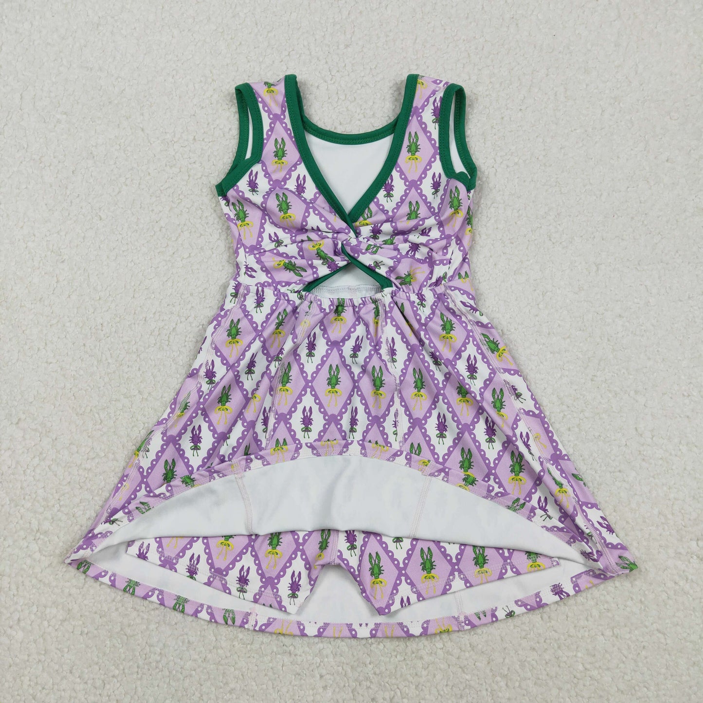 Yoga GSD2869 Mardi Gras crayfish purple sleeveelss skorts girls dress