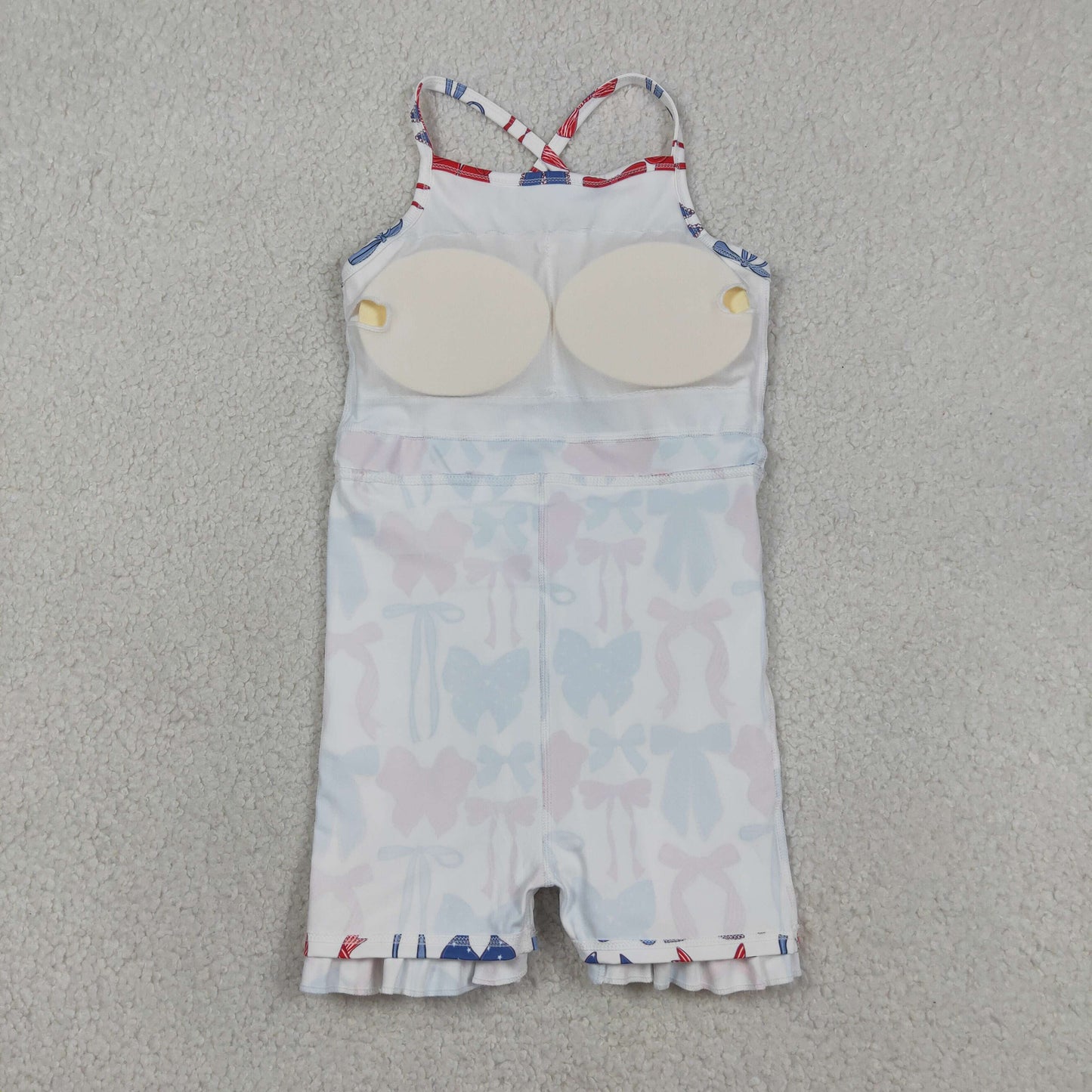 GSD4064 yoga July 4th red blue bows girls dress with shorts
