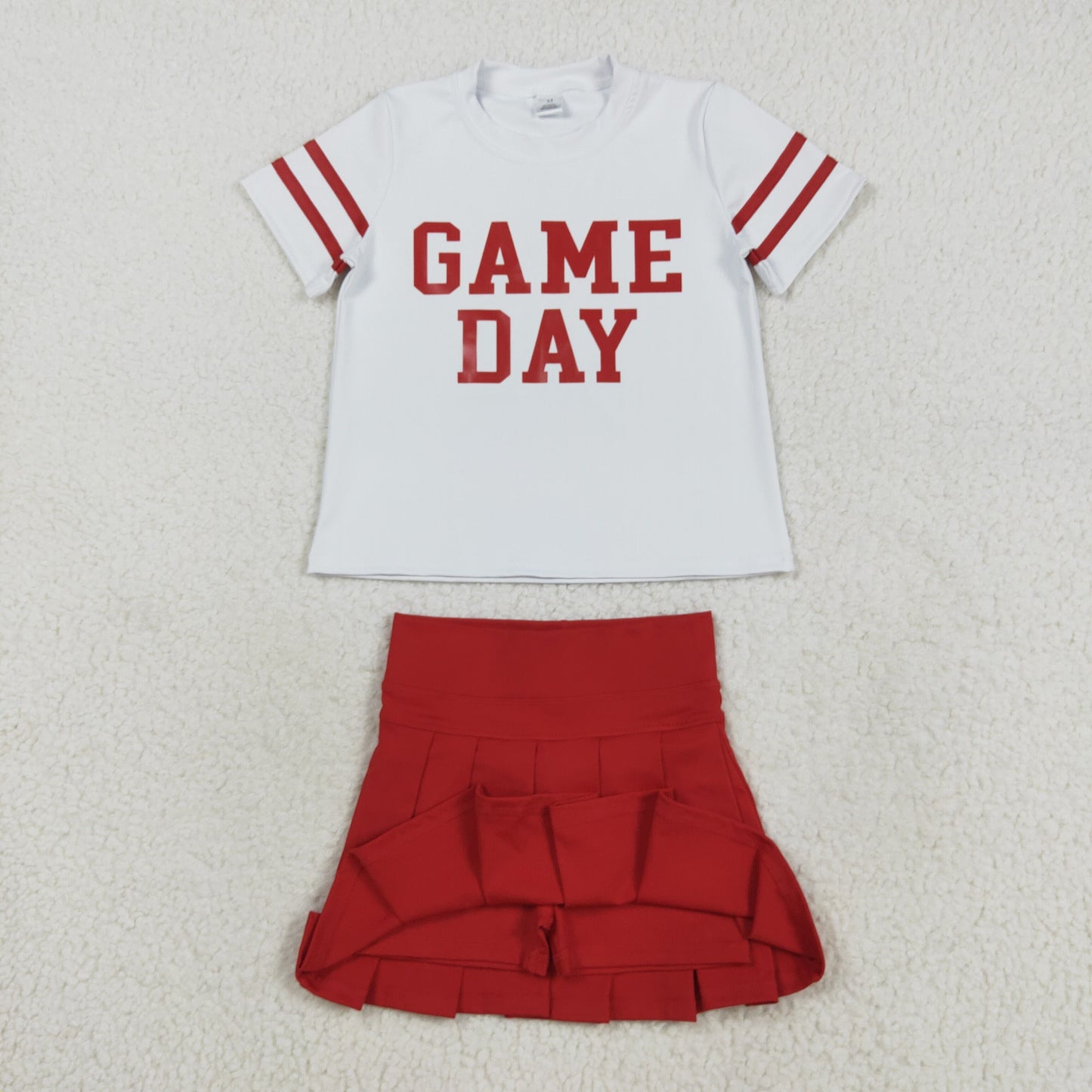 GSD2742 yoga game day red short sleeve red skorts girls set
