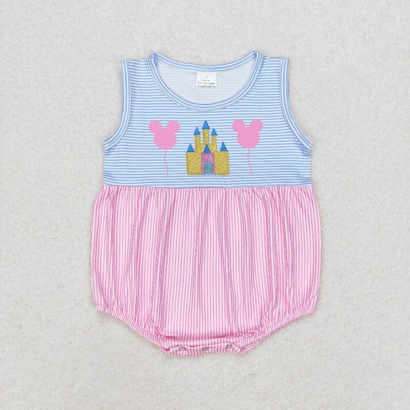 cartoon castle blue pink striped RTS sibling clothes