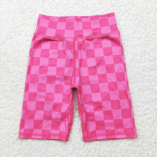 yoga SS0538 hot pink checkered girls shorts