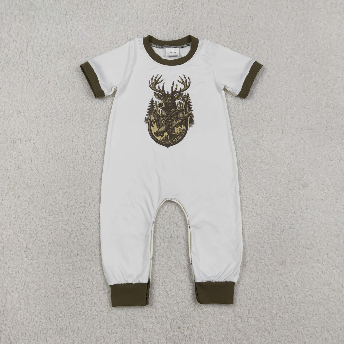 SR3683 Hunting Deer Short Sleeve Boys Romper