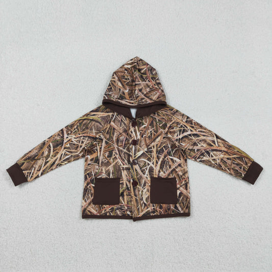 BT1443 hunting camo pockets hoodie long sleeve boys coat