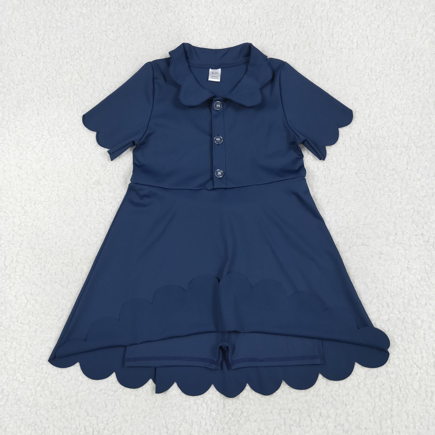 GSD2487 yoga navy blue short sleeve with shorts girls dress