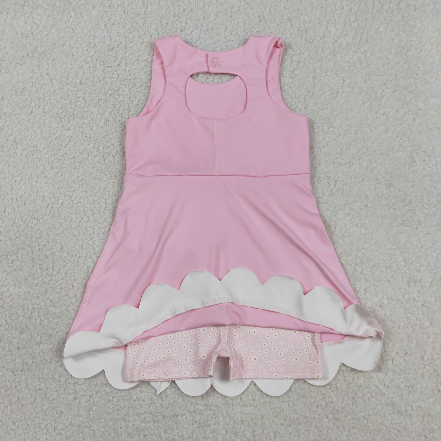 GSD3315 Yoga Solid Color Pink Bows Sleeveless Skorts Girls Dress