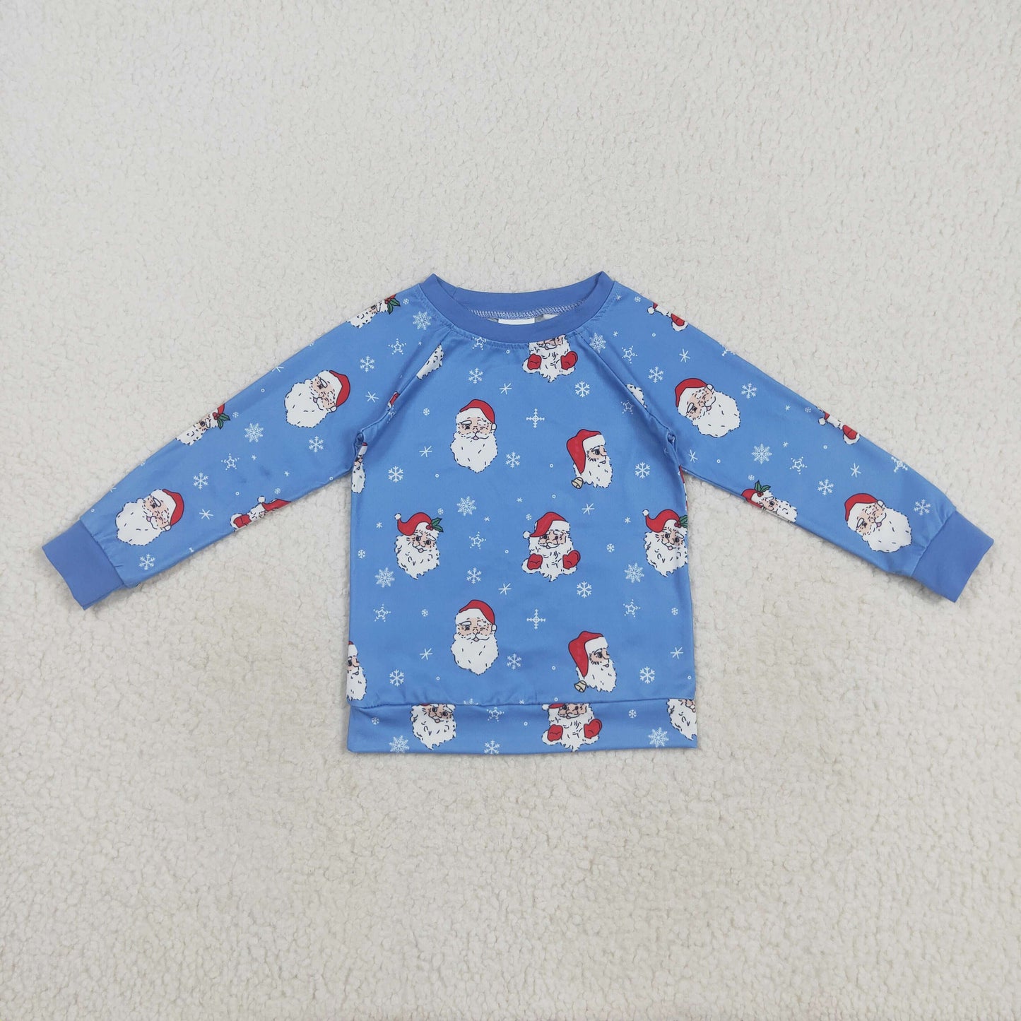 BT1289 Christmas Santa blue long sleeve boys top