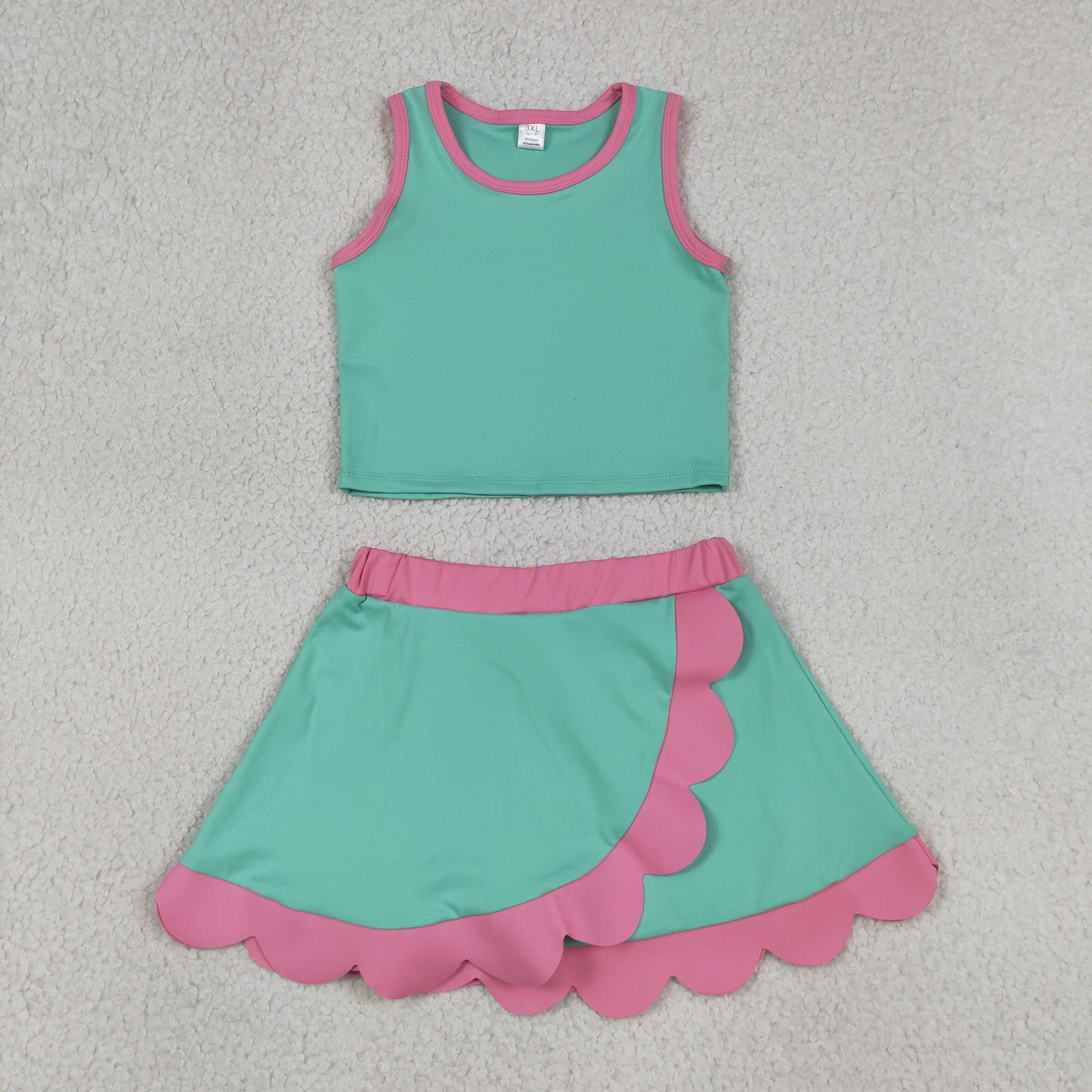 GSD4012 Yoga Mint Green Sleeveless Skorts Girls Set