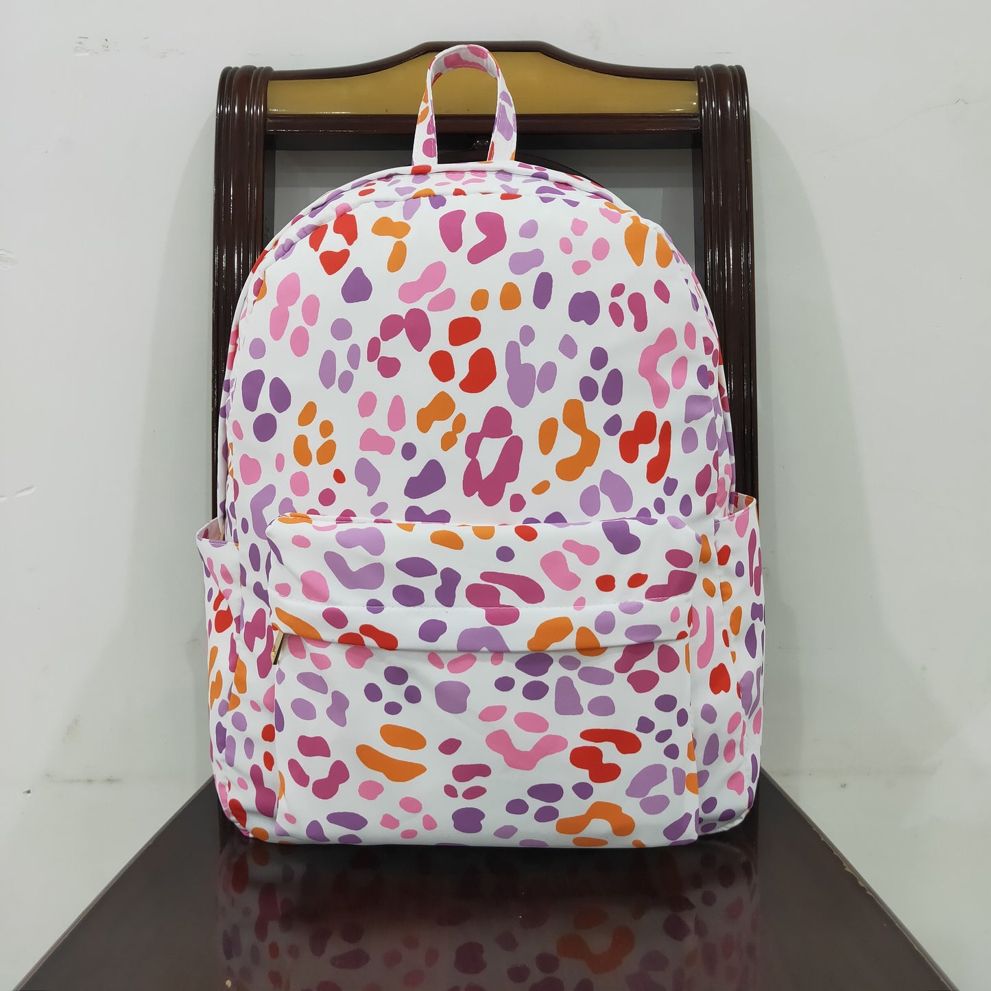 BA0307 colorful leopard pink ruffles school bag