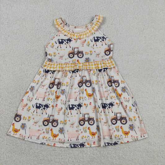 GSD3476 Farm Chick Pig Tractor Girls Dress