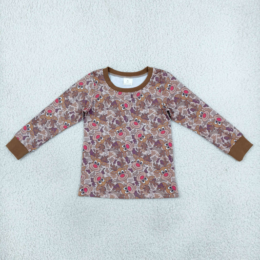 BT1905 Christmas Deer Camo Long Sleeve Boys Top