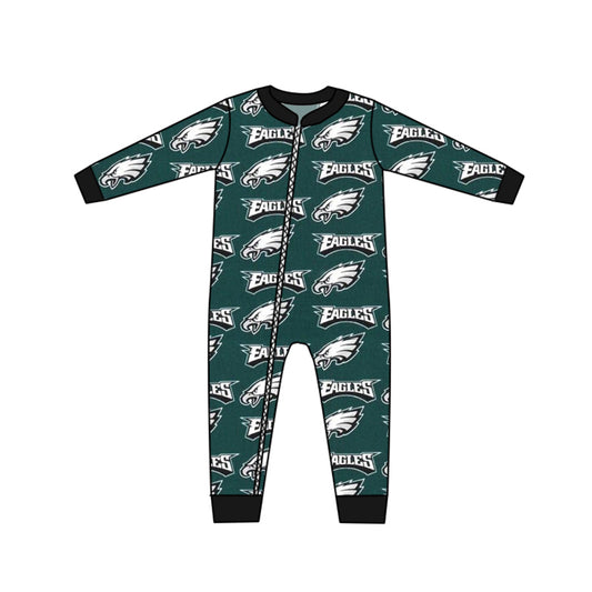 custom S 9.15 Team green long sleeve kids romper