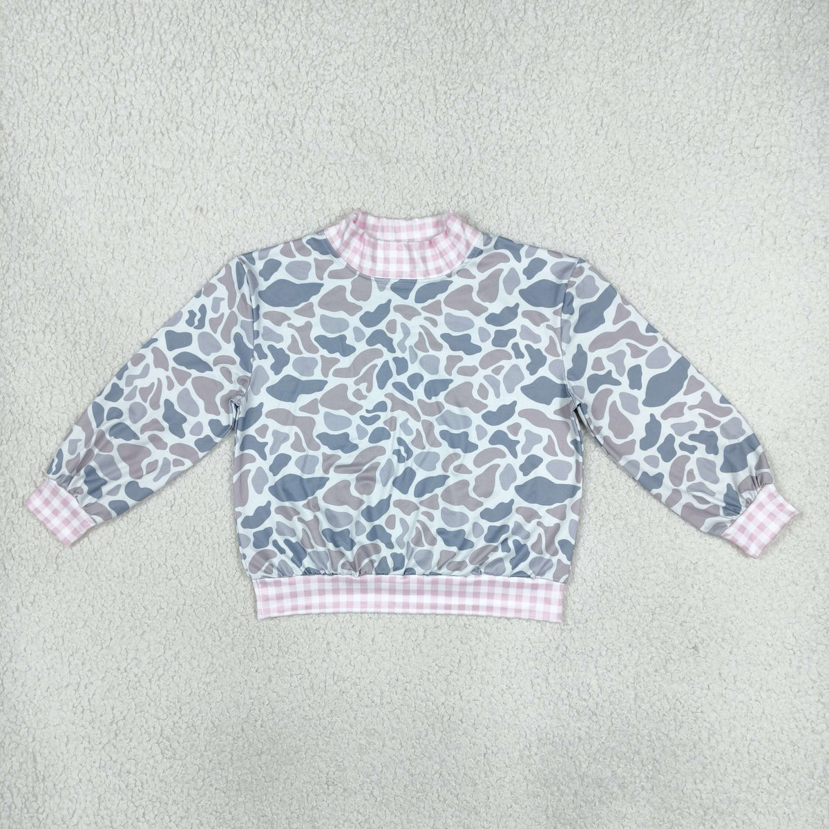 GT1874 Greay Camo Long Sleeve Girls Top