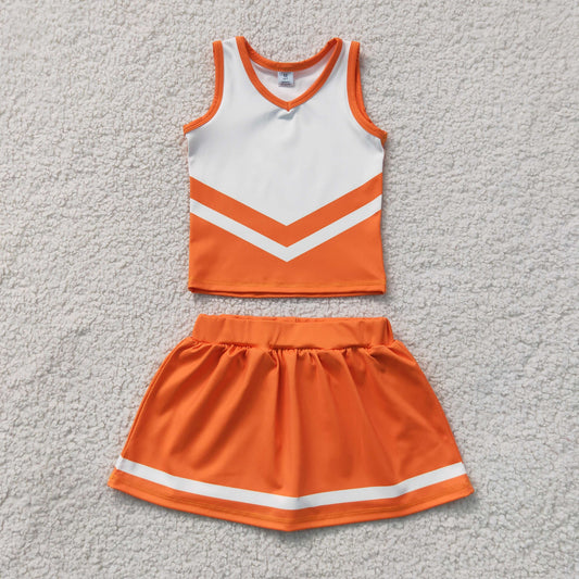GSD4199 Yoga Orange Sleeveless Skorts Girls Set