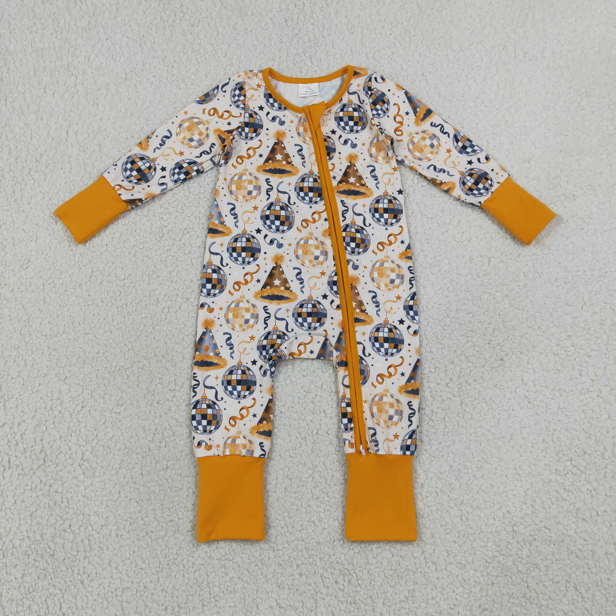 LR3212 Happy Birthday Zipper Long Sleeve Boys Romper