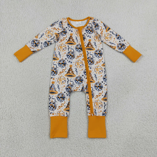 LR3212 Happy Birthday Zipper Long Sleeve Boys Romper