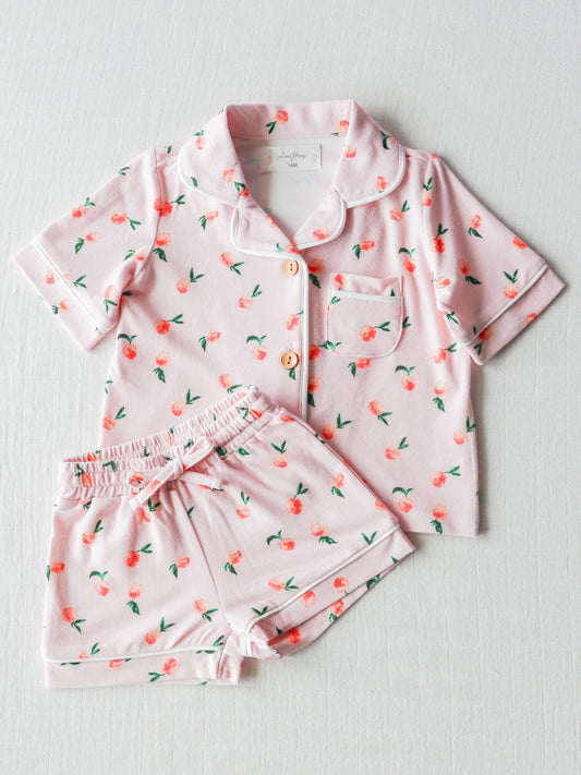 custom pink peach short sleeve shorts milk silk pajamas (moq 3) tat 6-8 weeks