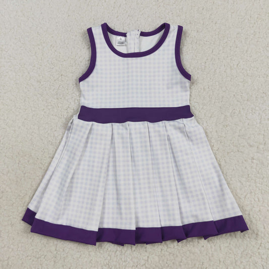 GSD2758 yoga purple checkered sleeveless skorts girls dress