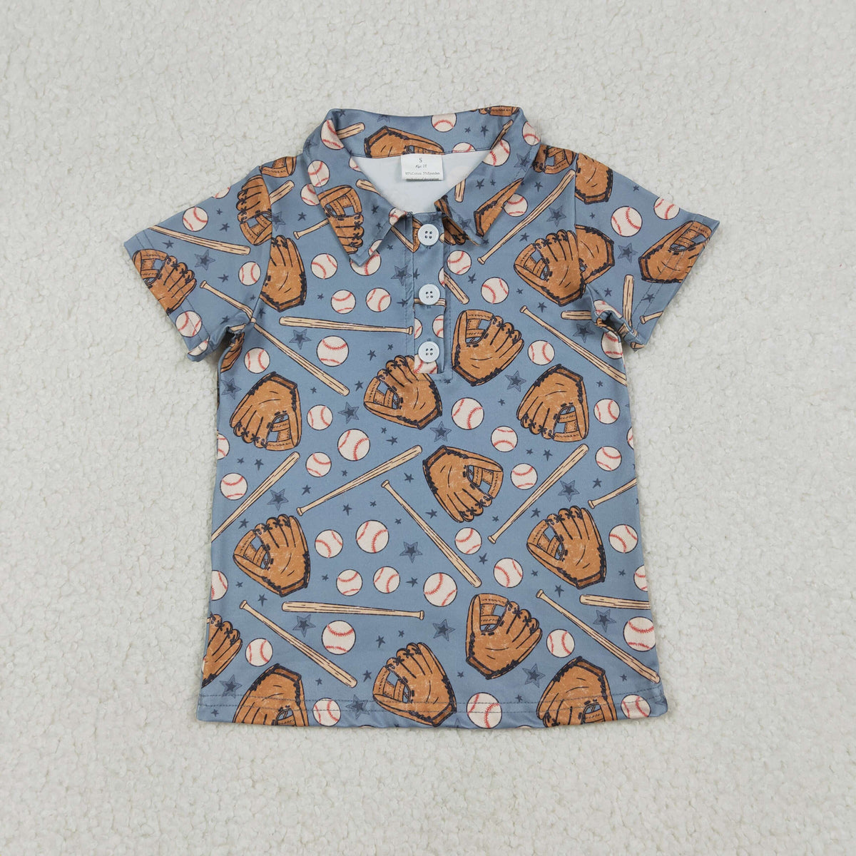 BT1581 Baseball Blue Short Sleeve Boys Top