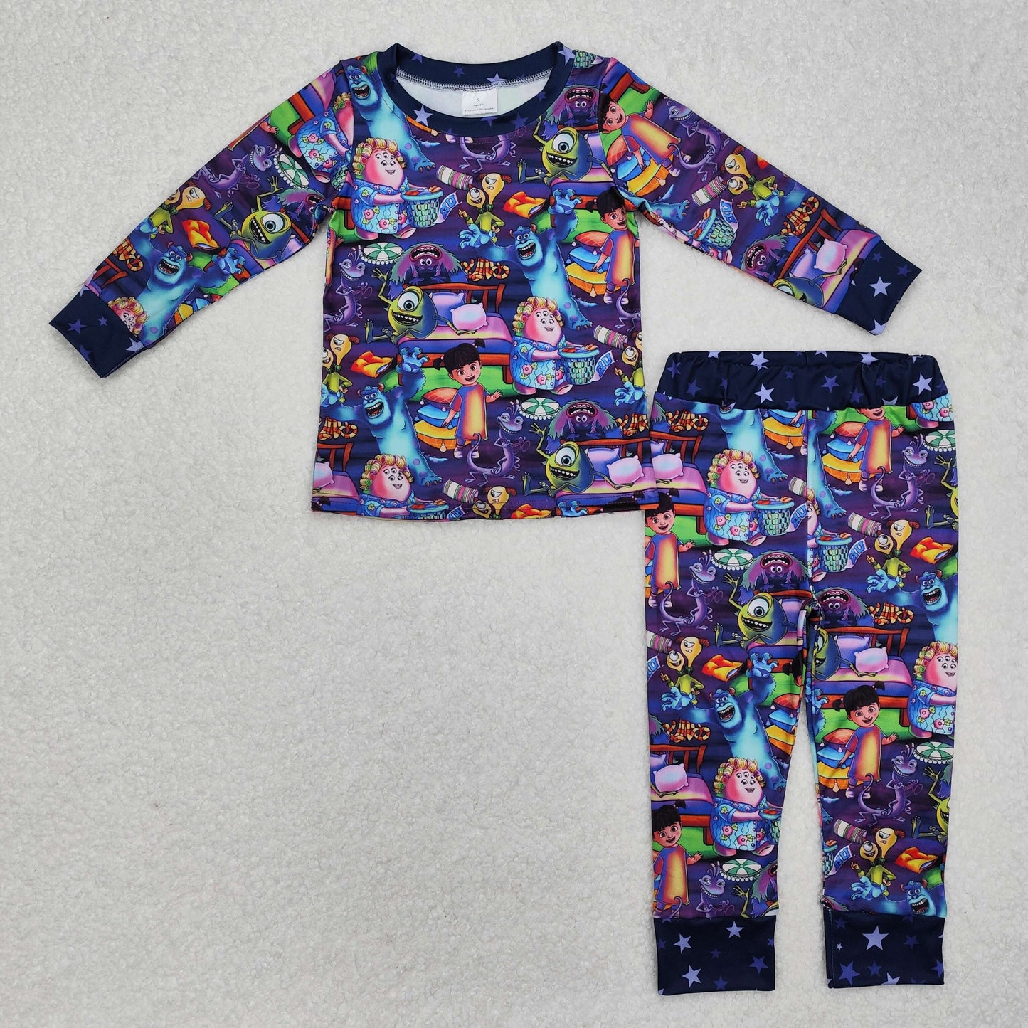 GLP2268 Cartoon Monster Purple Long Sleeve Pants Girls Pajamas