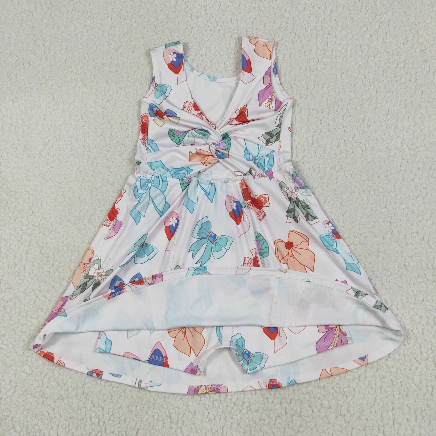 GSD2049 yoga cartoon princess bows sleeveless skorts girls dress