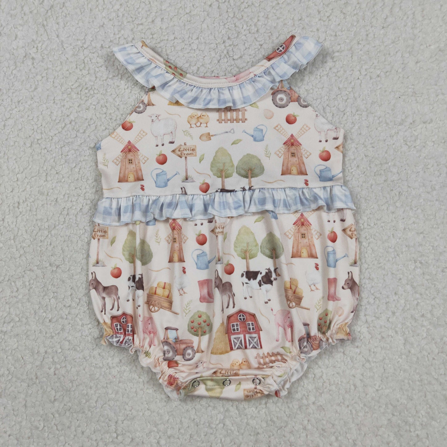 SR3852 Farm House Animals Girls Romper
