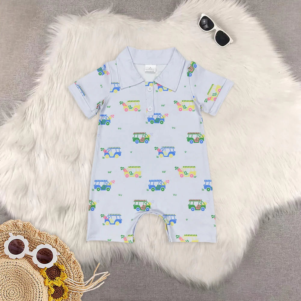 golf car baby romper RTS sibling clothes