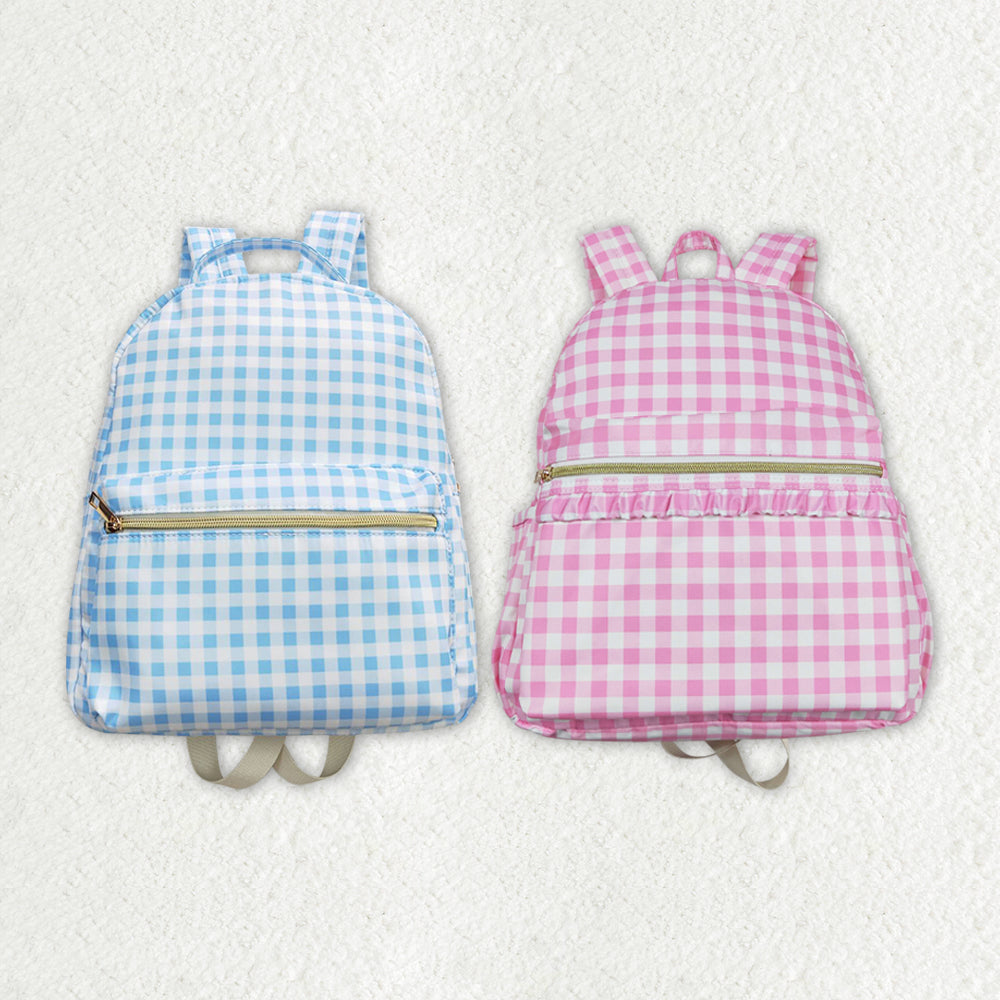 blue & pink checkered bag RTS sibling clothes
