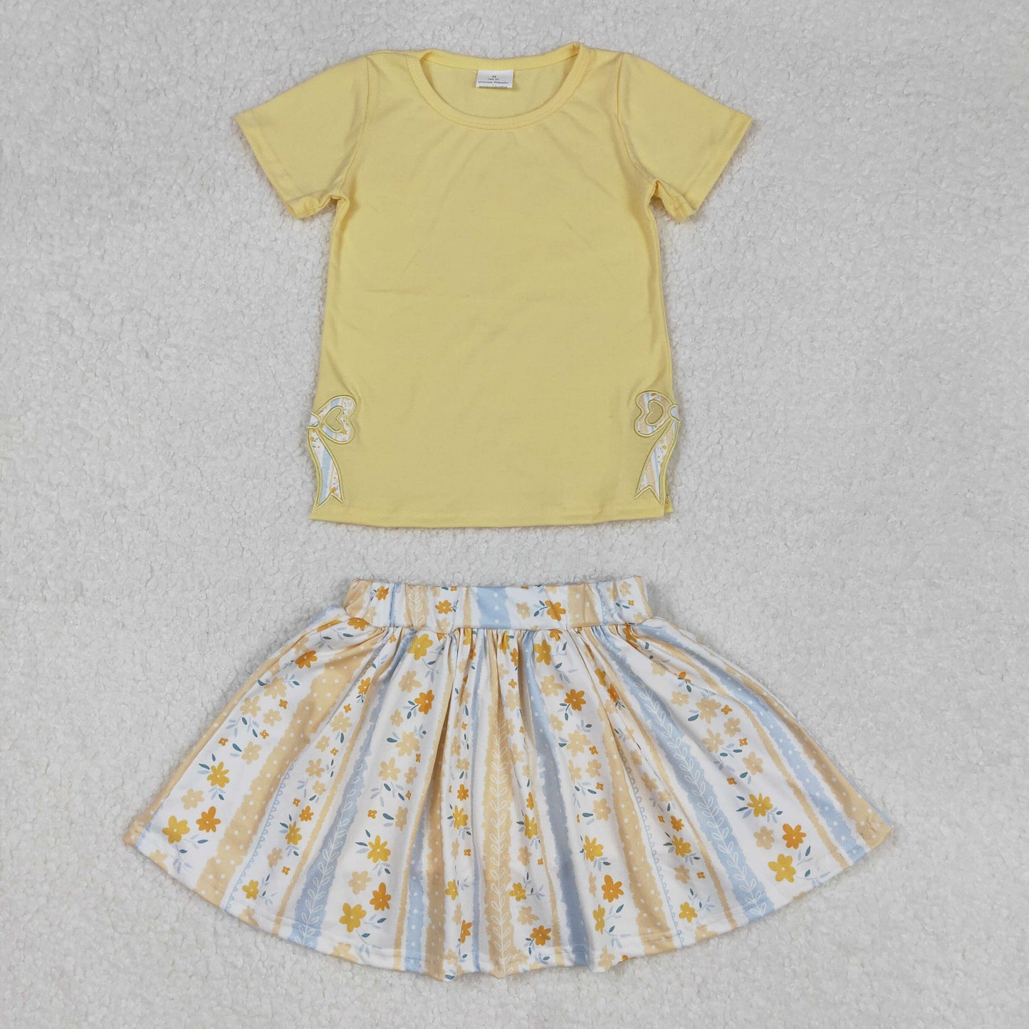 embroidery Split Side Bows Skirt With Shorts Set RTS Sibling Clothes