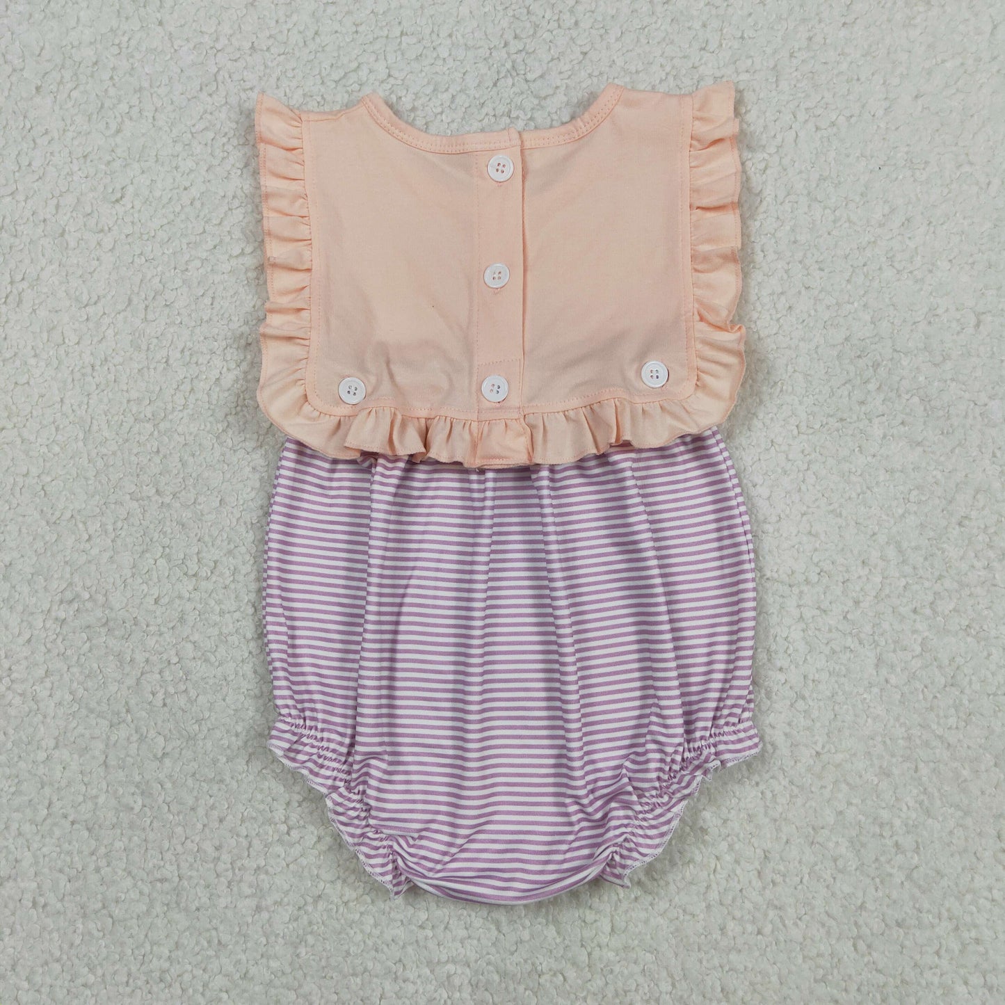 SR3941 Pink Purple Striped Sleeveless Girls Romper
