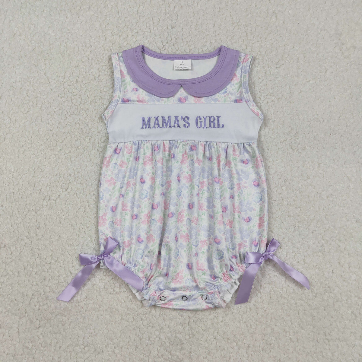 Embroidery SR3591 Mama's Girl Flowers Sleeveless Girls Romper