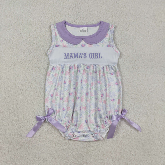 Embroidery SR3591 Mama's Girl Flowers Sleeveless Girls Romper