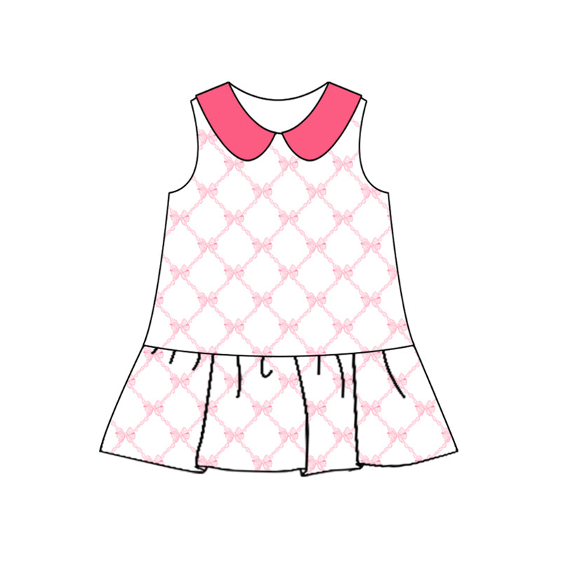 Preorder GSD1511 cute bows pink flutter sleeve girls dress