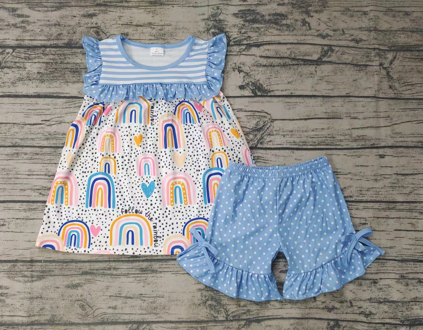 GSSO0028 Blue Rainbow Print Summer Set