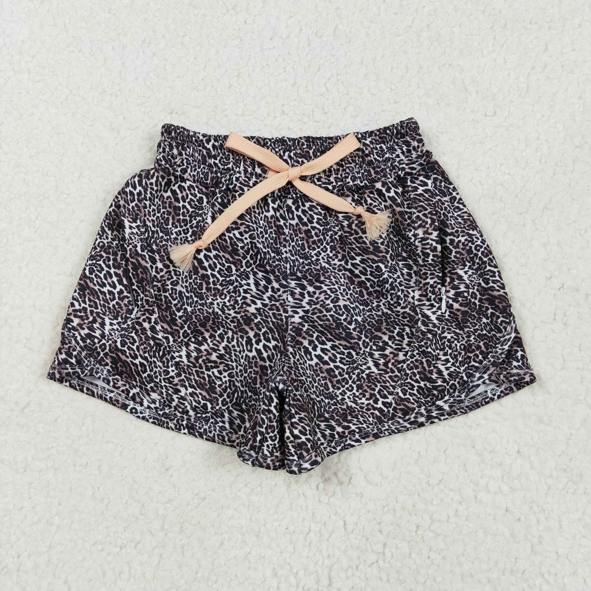 SS0480 leopard camo yoga girls shorts