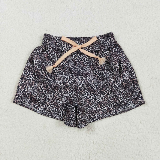 SS0480 leopard camo yoga girls shorts