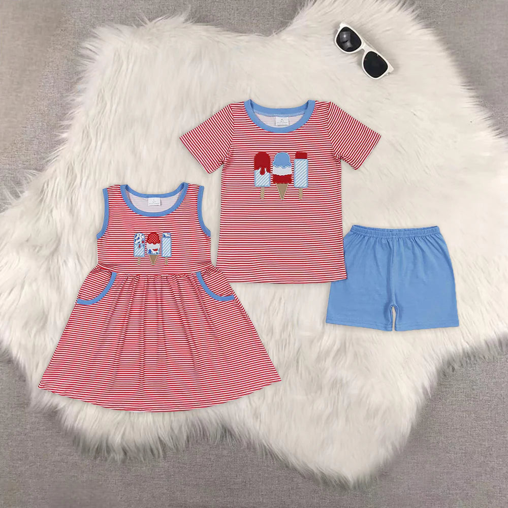 Embroidery July 4th ice RTS Sibling Clothes