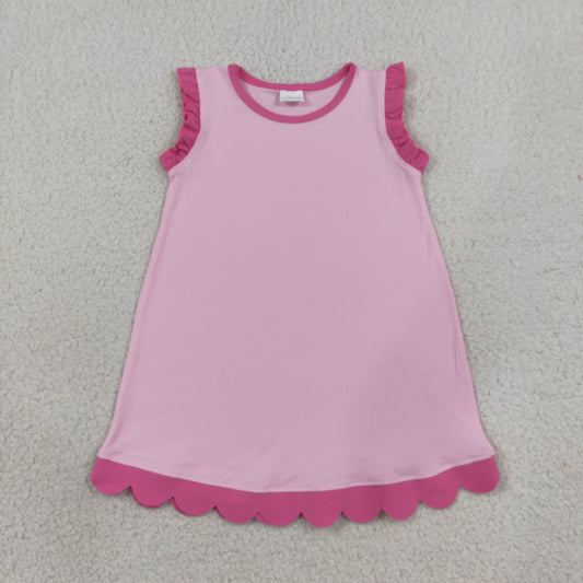 GSD4052 Scallop Pink Sleeveless Girls Dress