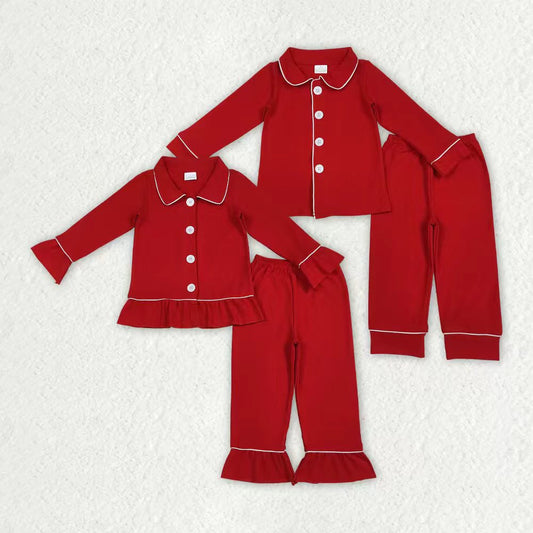 Christmas red pajamas RTS Sibling Clothes