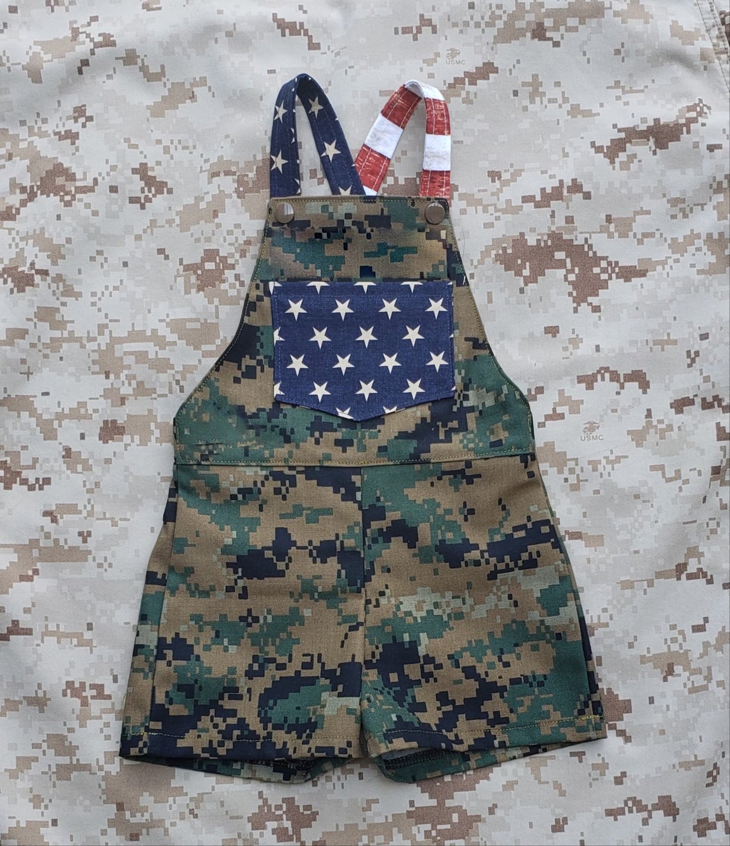 preorder July 4th star camo sleeveless boys romper