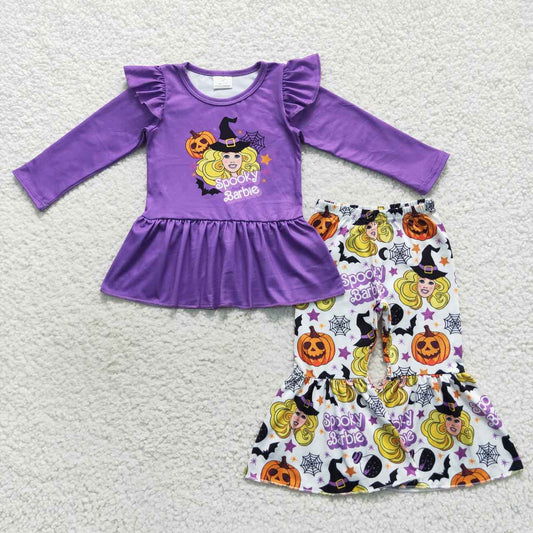 GLP0659 Halloween BA purple long sleeve pants girls set