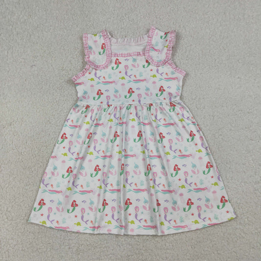 GSD2142 cartoon mermaid pink girls dress