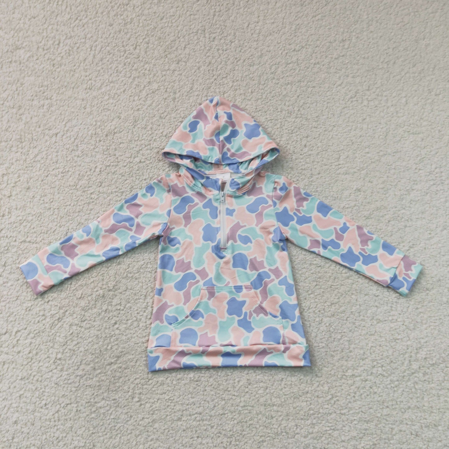 BT1855 Hunting Camo Pocket Zipper Hoodie Long Sleeve Boys Top