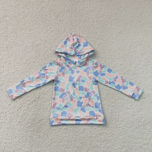 BT1855 Hunting Camo Pocket Zipper Hoodie Long Sleeve Boys Top