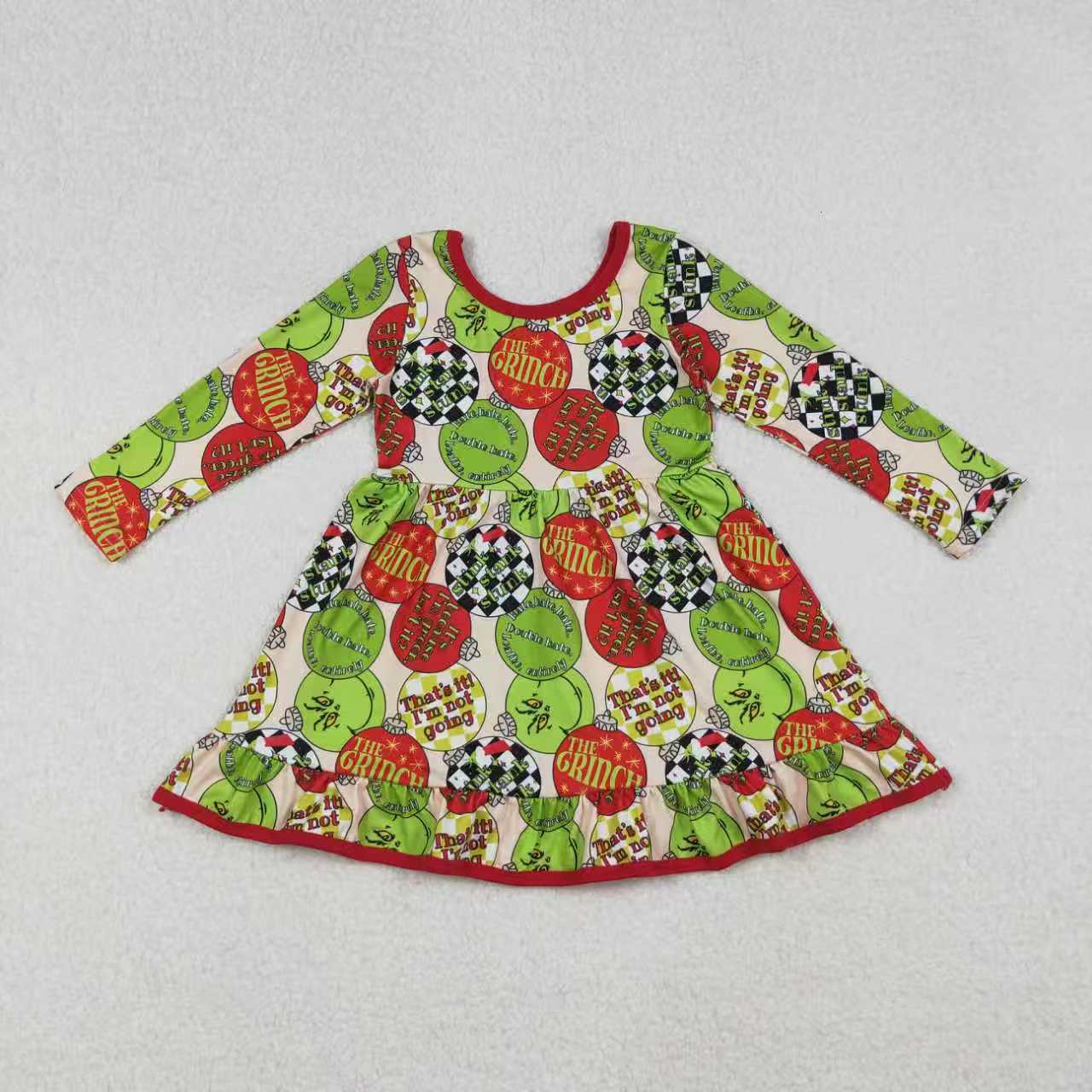Christmas green face romper/dress/pajamas RTS sibling clothes