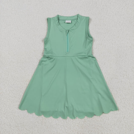 GSD2089 yoga light green zipper sleeveless with shorts girls dress