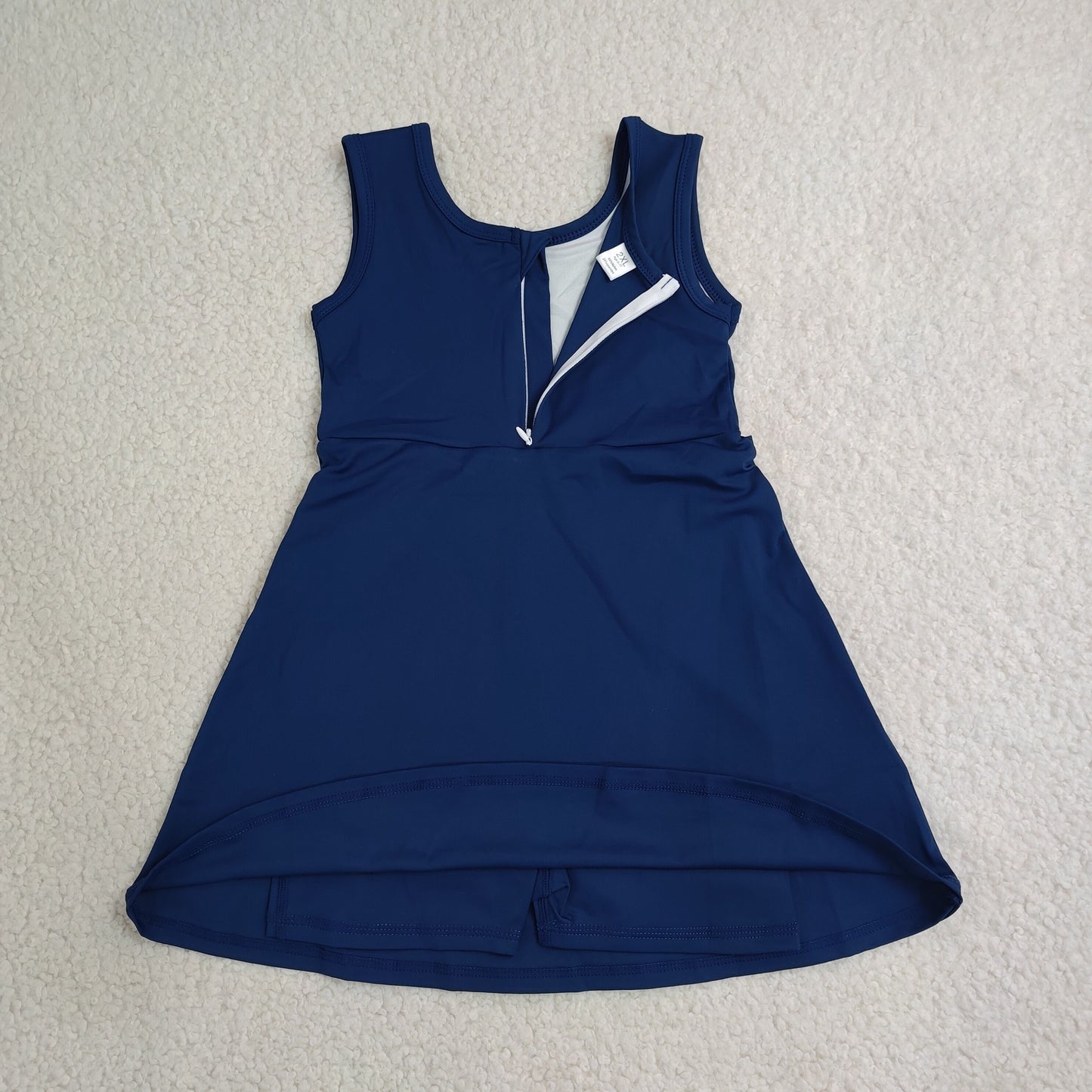 GSD3880 Yoga Solid Color Navy Blue Sleeveless Skorts Girls Dress