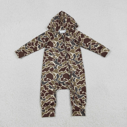 LR2826 hunting camo hoodei zipper long sleeve boys romper