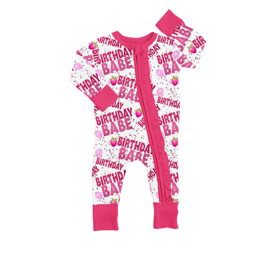 custom S 9.15 Birthday babe long sleeve kids romper