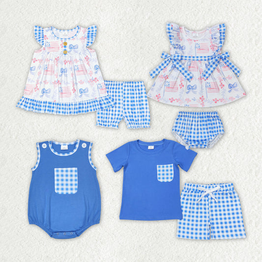 blue July 4th sibling clothes RTS