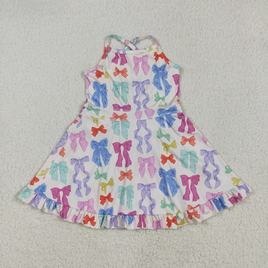 GSD2291 yoga colorful bows girls dress with shorts